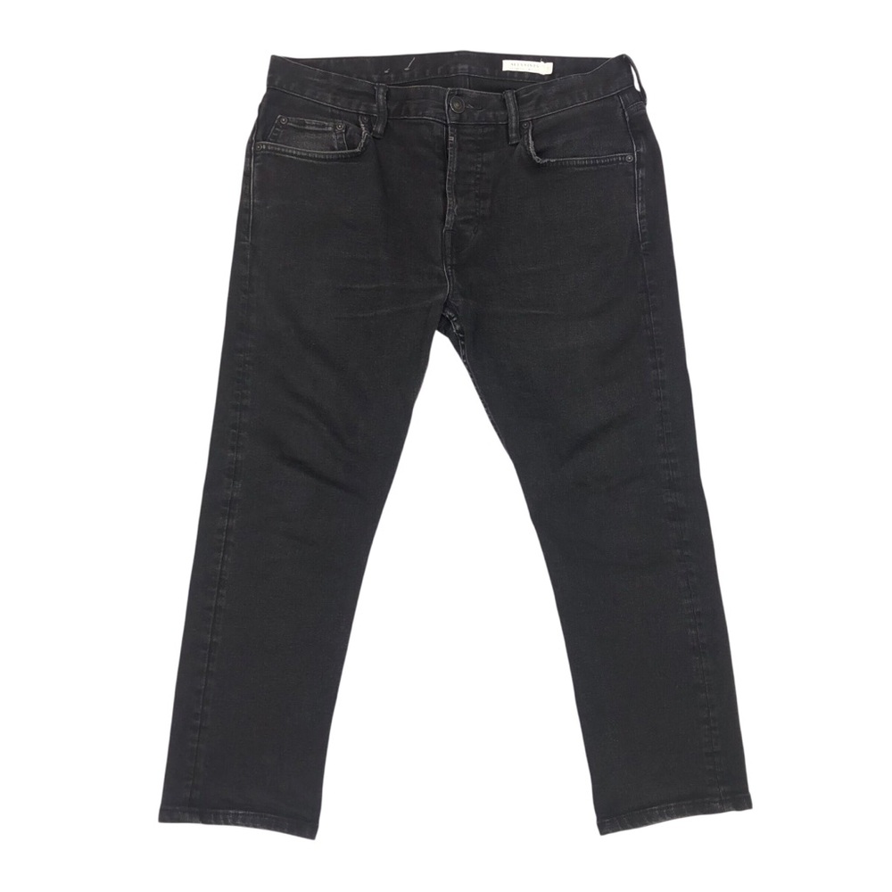 All Saints Men's Cigarette Skinny Stretch Jeans Size 32 32X23.5 Black HEMMED